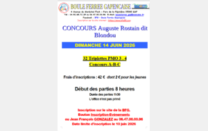 Concours 32 triplettes à GAP LE 14 juin au lieu du 13 juin