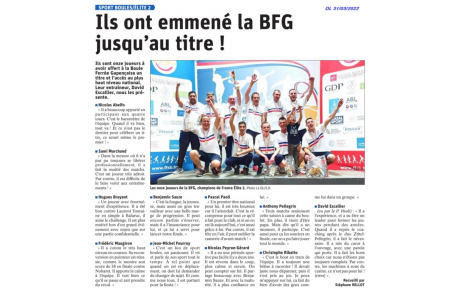 L'équipe de la BFG championne de France des clubs sportifs ELITE 2