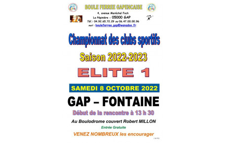 ELITE 1 : GAP reçoit FONTAINE