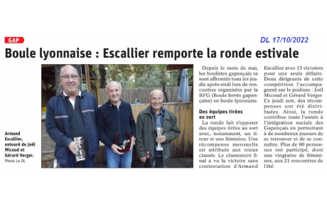 Armand ESCALIER remporte la ronde estivale 2022