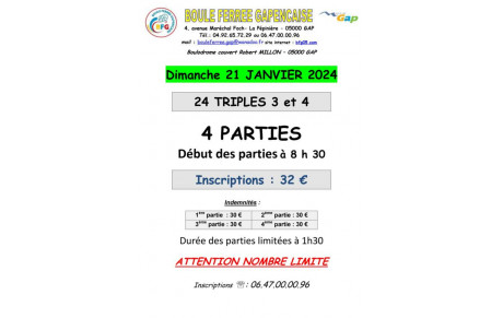 Triplettes challenge COURLEUX - Dimanche 21 janvier 2023
